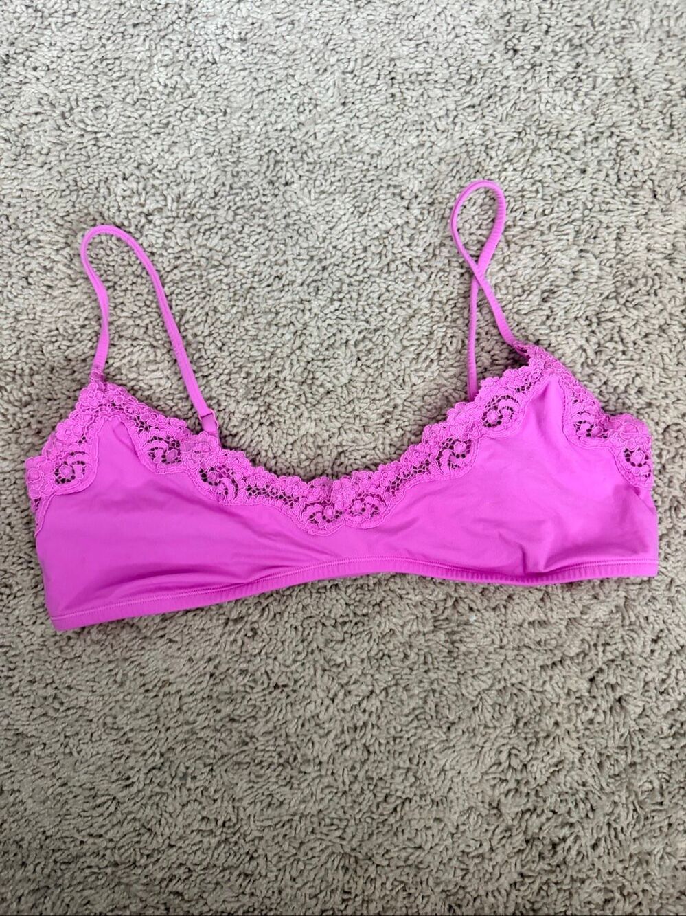 Skims Purple Lace Trimmed Plunge Bralette Unlined Triangle Bra Top XL